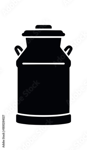 milk can flat black solid vector illustration isolated on white background