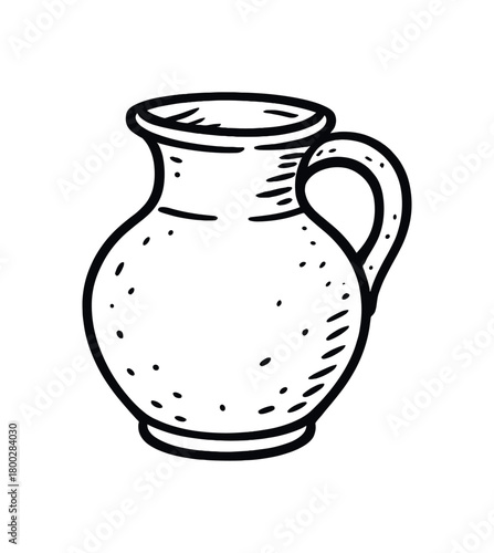 handdrawn cute doodle style pottery jug vector line illustration