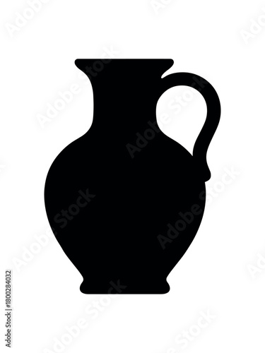 pottery jug flat black solid vector illustration isolated on white background