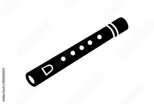 folk flute flat black solid vector illustration isolated on white background