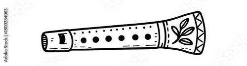 handdrawn cute doodle style folk flute vector line illustration