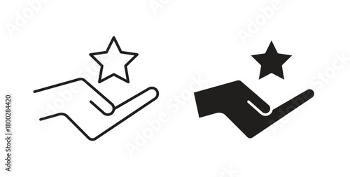 Loyalty program icon with editable stroke. Thin Line and flat icons for UI designs