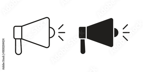 Loud Speaker icon with editable stroke. Thin Line and flat icons for UI designs