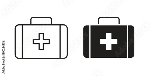 Medical kit icon with editable stroke. Thin Line and flat icons for UI designs