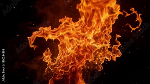 solated blazing fire flames on black background