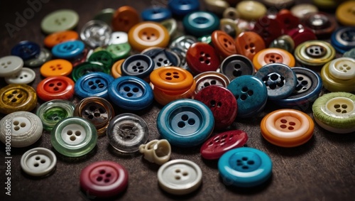 Close up of a huge group of colorful buttons on a table