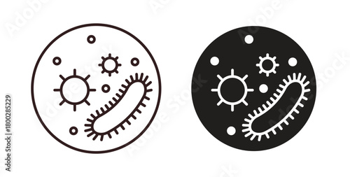 Microorganism icon with editable stroke. Thin Line and flat icons for UI designs