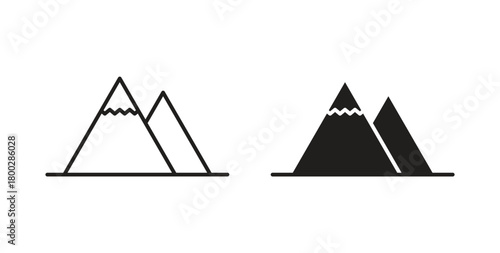 Mountain icon with editable stroke. Thin Line and flat icons for UI designs