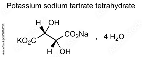 Potassium sodium tartrate tetrahydrate, chemical structure of potassium sodium tartrate tetrahydrate, drug substance