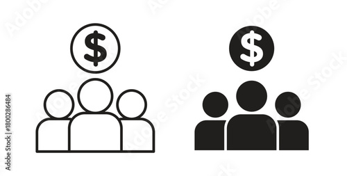 Mutual funds icon with editable stroke. Thin Line and flat icons for UI designs