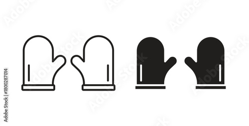 Oven mitt icon with editable stroke. Thin Line and flat icons for UI designs
