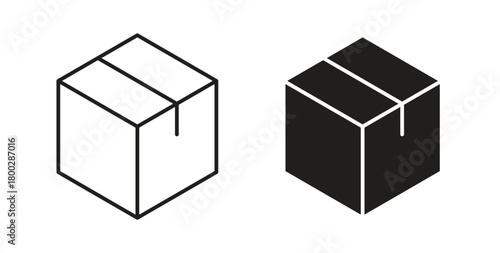Package icon with editable stroke. Thin Line and flat icons for UI designs
