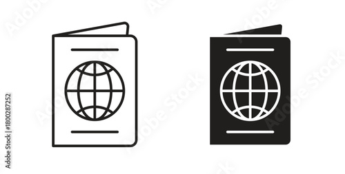 Passport icon with editable stroke. Thin Line and flat icons for UI designs