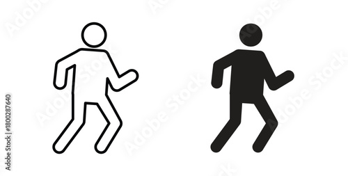Pedestrian icon with editable stroke. Thin Line and flat icons for UI designs