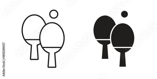 Ping pong icon with editable stroke. Thin Line and flat icons for UI designs