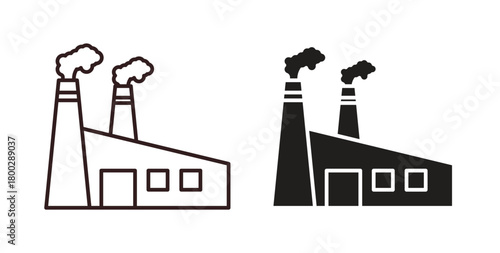Pollution icon with editable stroke. Thin Line and flat icons for UI designs