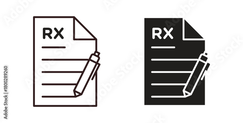 Prescription icon with editable stroke. Thin Line and flat icons for UI designs