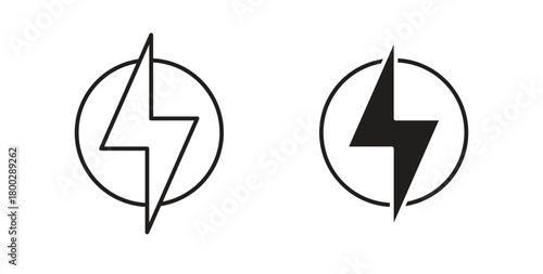 Power icon with editable stroke. Thin Line and flat icons for UI designs