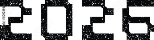 2026 - textured pixel numbers for new year calendars . Textured industrial digits, rough typography for posters, tech and creative layouts. Vector illustration