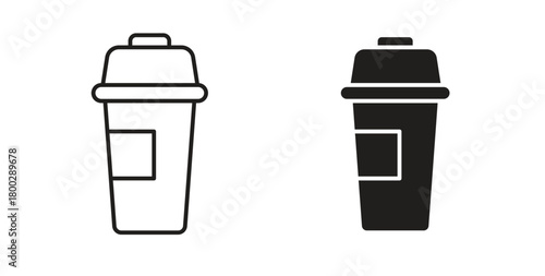 Protein shake icon with editable stroke. Thin Line and flat icons for UI designs