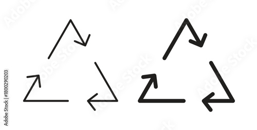 Recycle icon with editable stroke. Thin Line and flat icons for UI designs