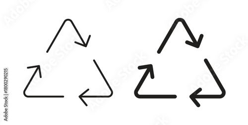 Recycling icon with editable stroke. Thin Line and flat icons for UI designs