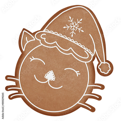 Christmas Gingerbread Watercolor set,Gingerbread Hand drawn  for Decorations in Christmas time.