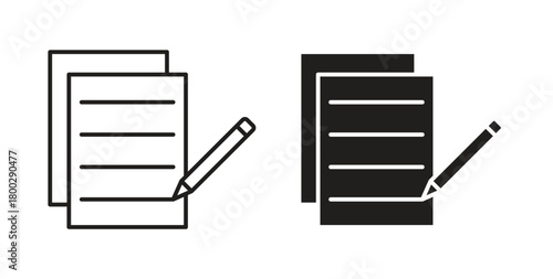 Registration form icon with editable stroke. Thin Line and flat icons for UI designs