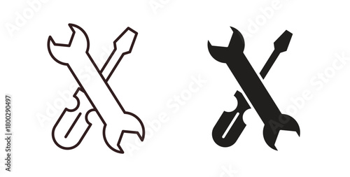 Repair icon with editable stroke. Thin Line and flat icons for UI designs