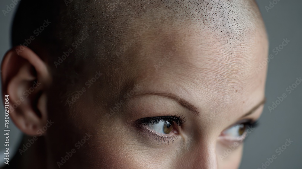 Obraz premium Woman's Head with Alopecia Hair Thinning Close-up