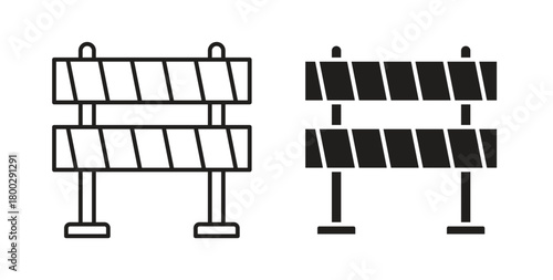 Roadblock icon with editable stroke. Thin Line and flat icons for UI designs