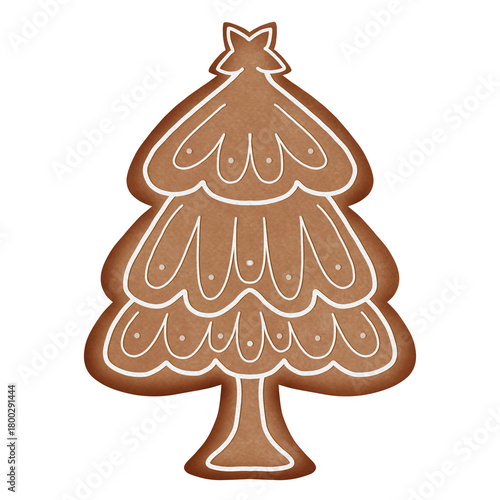 Christmas Gingerbread Watercolor set,Gingerbread Hand drawn  for Decorations in Christmas time.