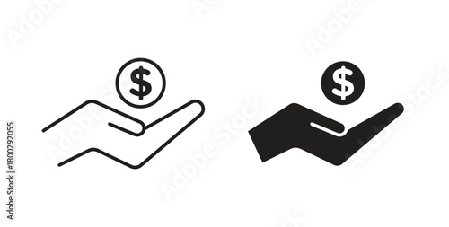 Savings icon with editable stroke. Thin Line and flat icons for UI designs