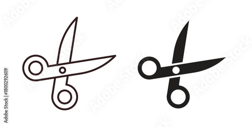 Scissors icon with editable stroke. Thin Line and flat icons for UI designs