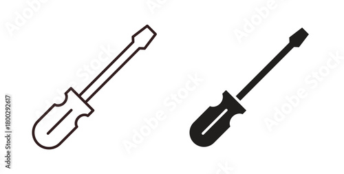 Screwdriver icon with editable stroke. Thin Line and flat icons for UI designs