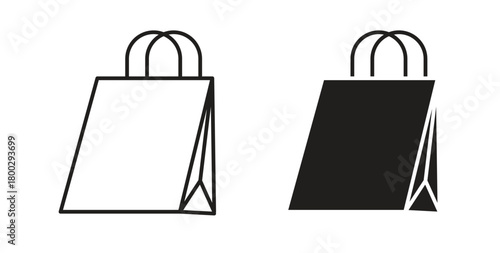 Shopping bag icon with editable stroke. Thin Line and flat icons for UI designs