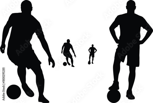 Set of Soccer Football Player Silhouettes