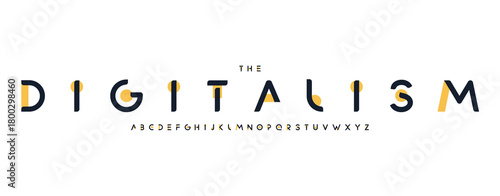 Modern abstract logo font, artistic geometric alphabet. Stylish futuristic typeface for creative headline, tech branding, innovation display, digital product design, UI, science. Vector typography