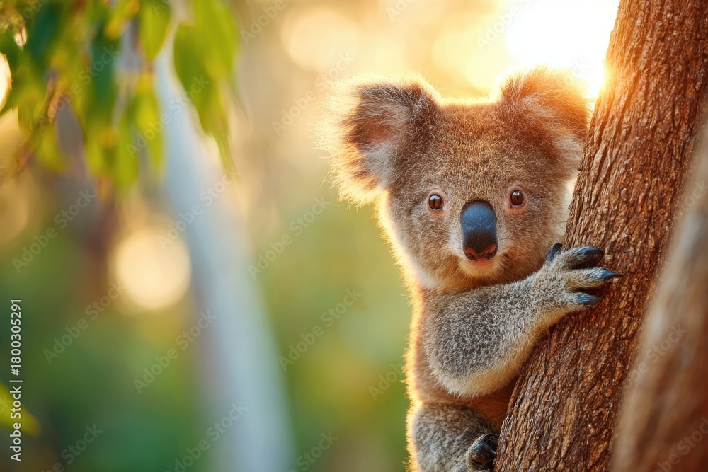 Fototapeta premium Close-up of a koala resting on a tree branch