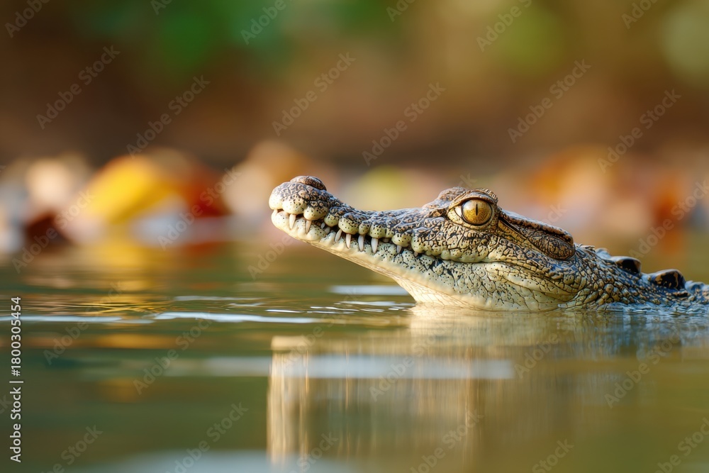 Fototapeta premium Crocodile in serene waters