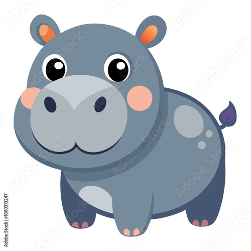Cute cartoon baby hippo vector illustration Vector