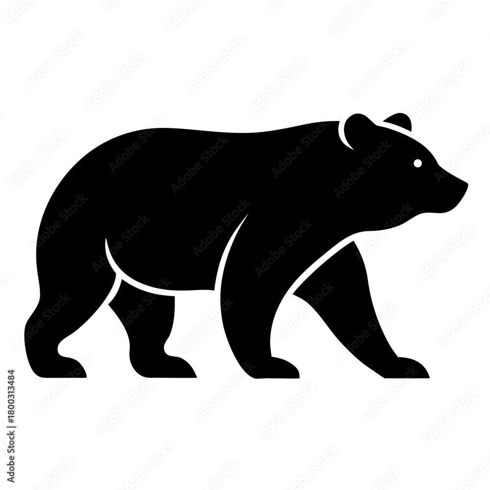 Obraz premium Black bear walking silhouette icon Vector