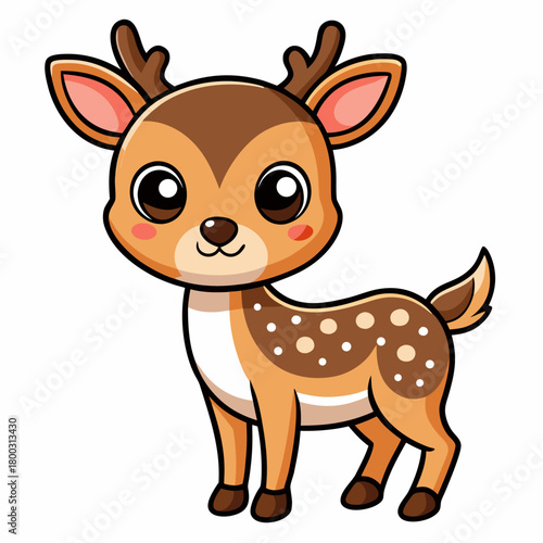 Cute baby deer fawn cartoon illustration Vector