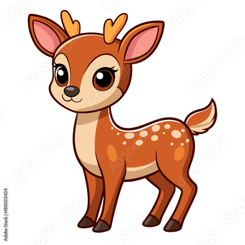 Cute cartoon fawn illustration on white background Vector