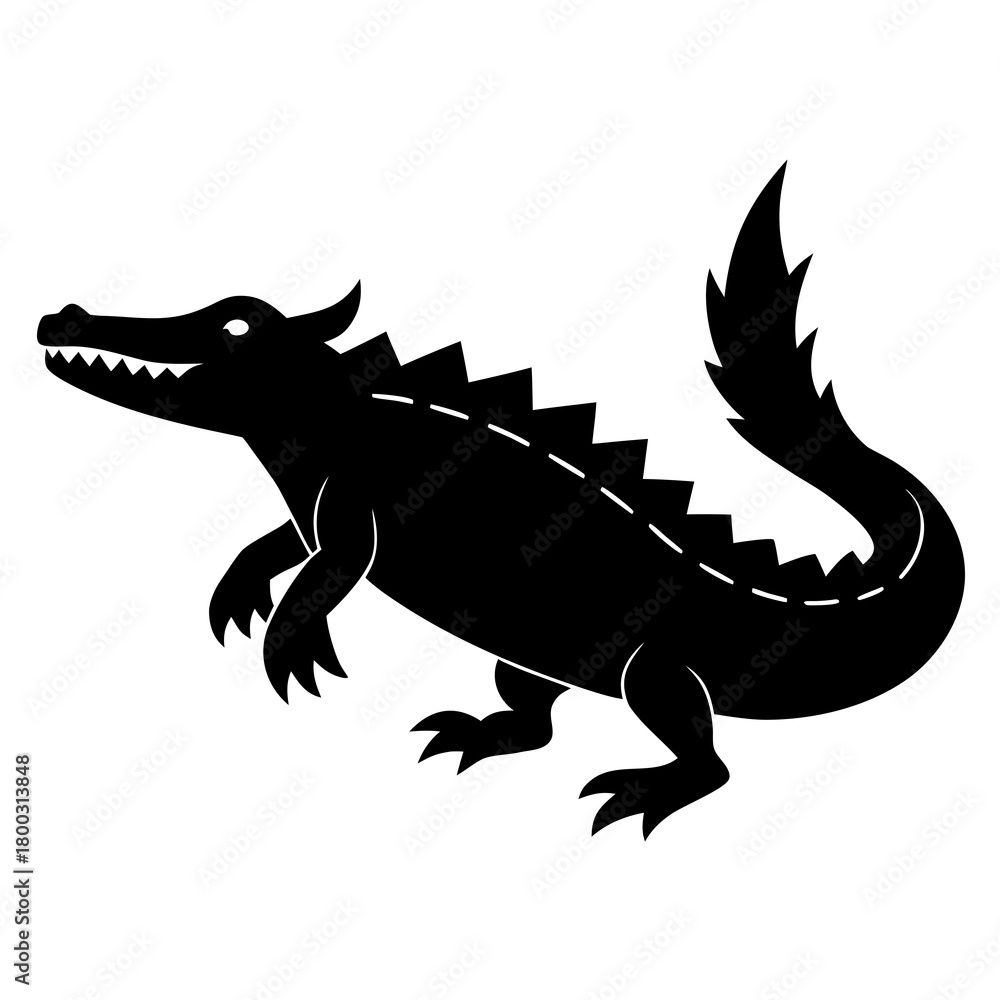 Naklejka premium Black stylized crocodile or alligator icon Vector