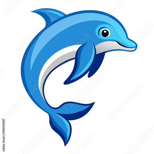 Stylized blue dolphin illustration on white background Vector