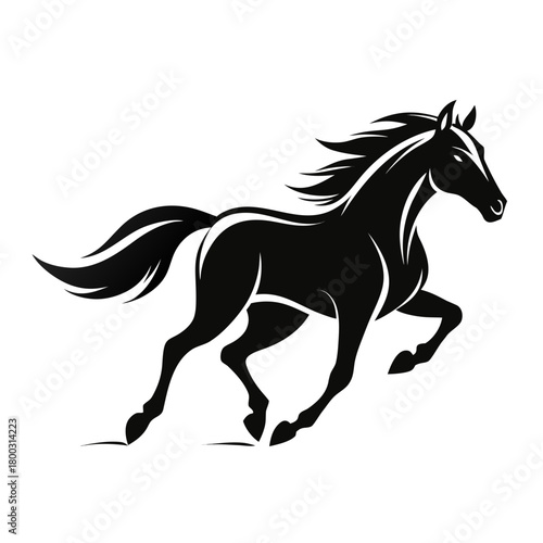 Dynamic black horse running vector icon Vector