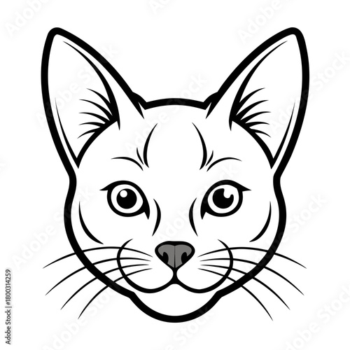 Stylized cat head line art icon Vector
