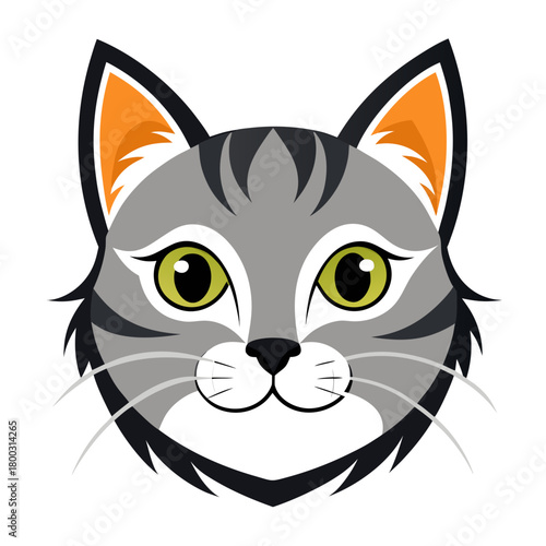 Stylized tabby cat head vector illustration Vector