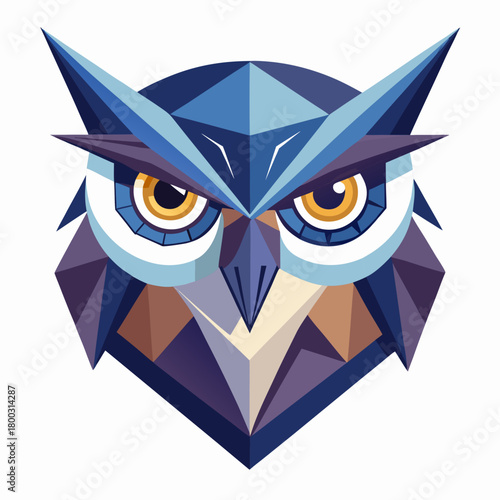 Geometric low poly owl head vector illustration Vector